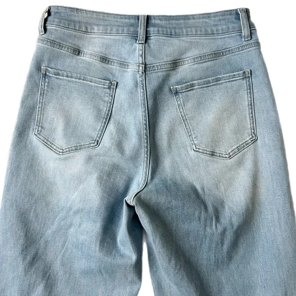 Quince Stretch High Rise Patch Pocket Wide Leg Jeans Light Wash Size 30 - Picture 5 of 8